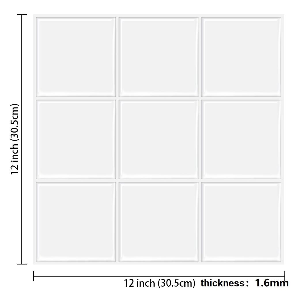 10pcs 3D Self-adhesive Wall Tiles 3D Square Wall Sticker Waterproof Kitchen Splash Proof Vinyl Wallpaper for Interior Decoration