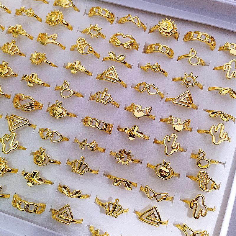 

10 шт., золотые глянцевые кольца, модные женские кольца, аксессуары