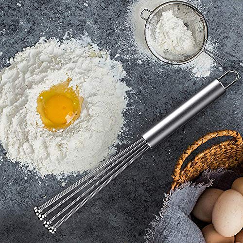 Ntcpefy 2-Piece Stainless Steel Ball and Wire Egg Whisk Set for Kitchen Cooking, Stirring, Whisking, and Beating
