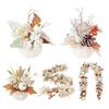 Autumn Harvest Festival Artificial Garland Thanksgiving Day Hanging Berry Pinecone White Pumpkin Fake Maple Leaves Vine Rattan Farmhouse Decor