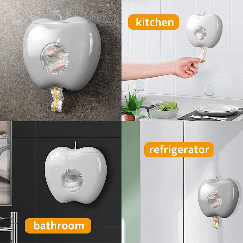 2 pcs Multi-functional Punch-Free Hanging Plastic Wrap Storage Box(Apple-Grey)