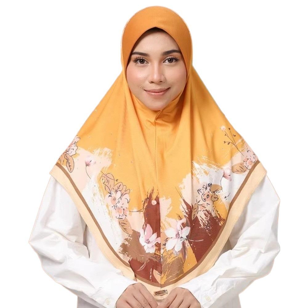

Flower Eid Al-Fitr Long Floral Turban Adjustable Head Wrap Printed Arab Lady Headscarf Daily жовтий