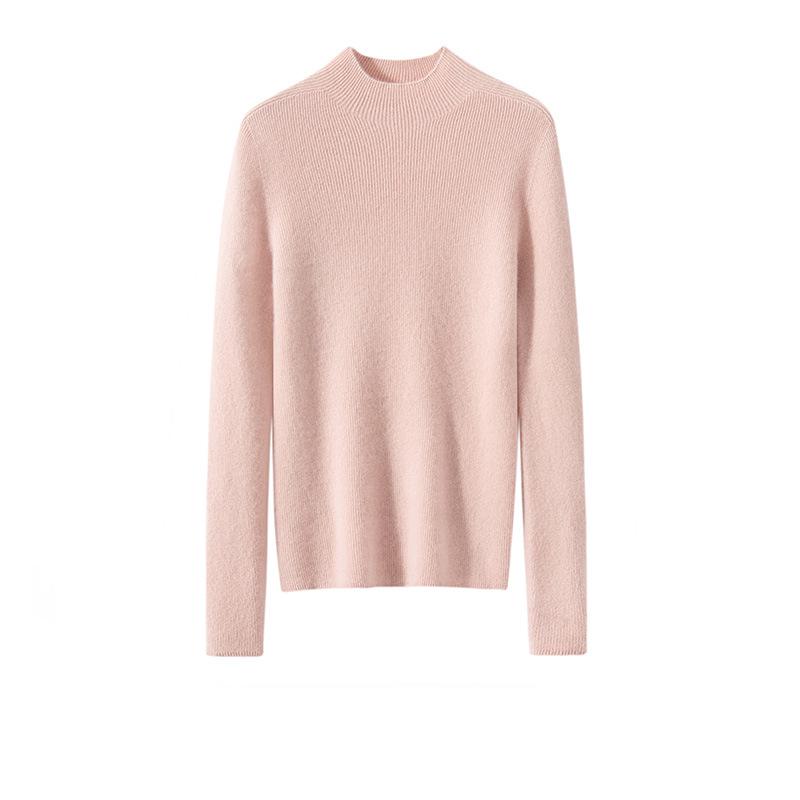 Women's Thick Warm 100% Pure Cashmere Short Slim Fit Half Turtleneck Sweater - Perfect Layering Piece