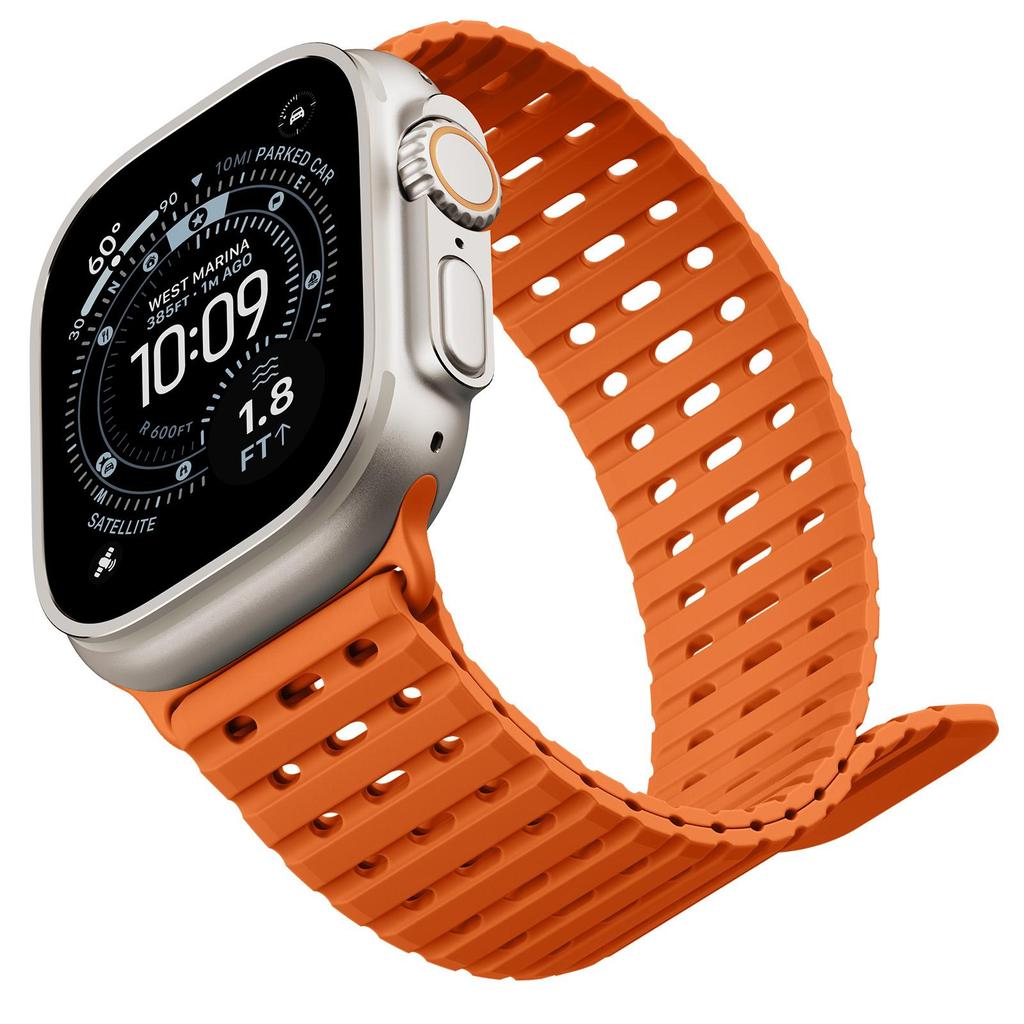 Magnetic Silicone Sport Band for Apple Watch Ultra 49mm 44/45/46mm Fish Scale Breathable Waterproof Replacement Strap Men Women