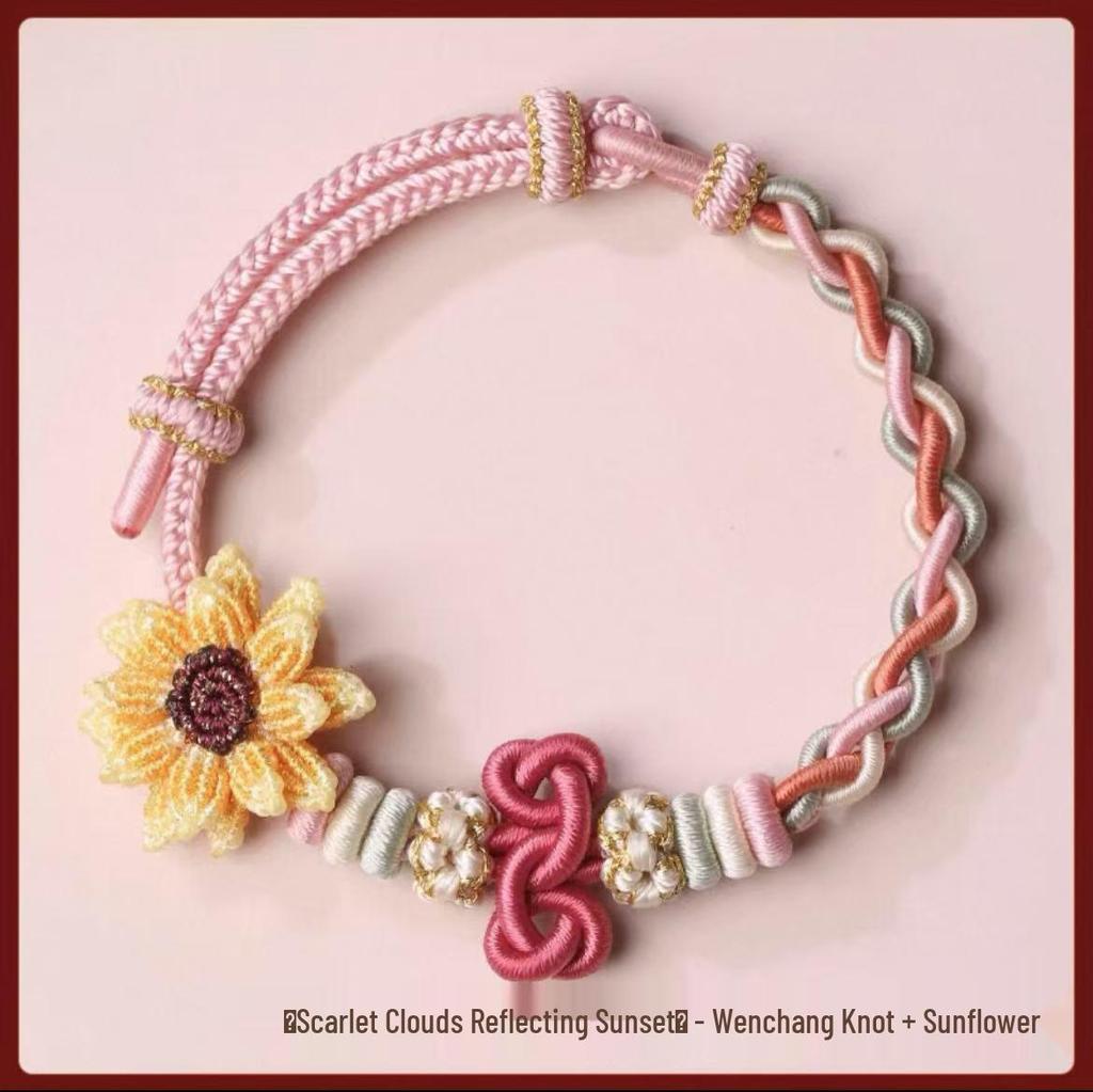 Pfirsichblüten Wenchang Knoten Handgefertigtes Armband - Drachenbootfest Geschenk