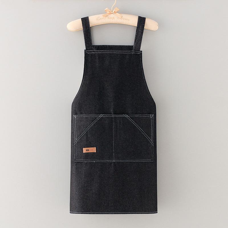 Thick Denim Apron with Pocket Jean for Women Men Hair Stylist Barista Coffee Shop In Beautiful Salon Oil Resistant Apron Bib
