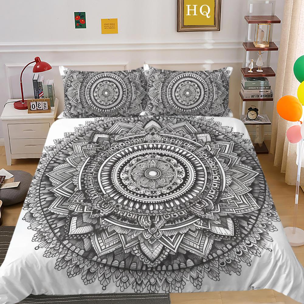 Seturi de lenjerie de pat de lux Textile de casă pentru fete Cuverturi de pilote Lenjerie de pat cu dimensiuni duble Mandala Decorare dormitor de rang înalt