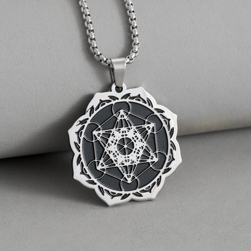 Wisiorek Retro Dysk Sześcioramienna Gwiazda Męska Moda Stal Tytanowa Biżuteria Hip Hop Naszyjnik