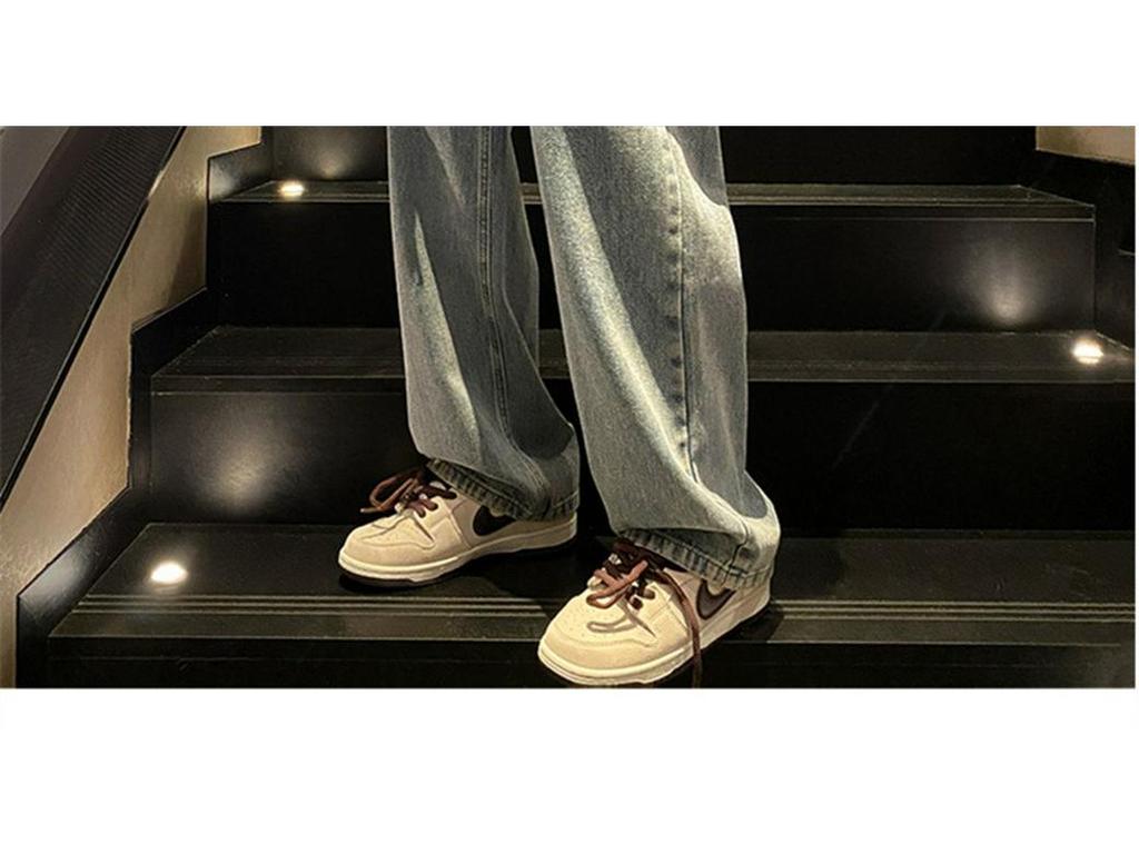 Men's Retro Solid Color Jeans: Spring & Autumn Straight-Leg Dad Pants, Loose Fit, Black/Grey, Wide Leg, Versatile Casual Long Pants