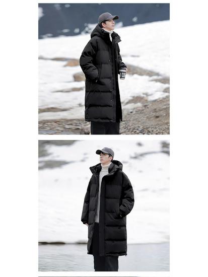 Men's Mid-Length Cotton Padded Jacket - Thickened Winter Coat for 2025 Season
