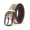 Ethnic Style Graffiti Belt, Genuine Leather Pure Cowhide Personalized Printed Belt Design