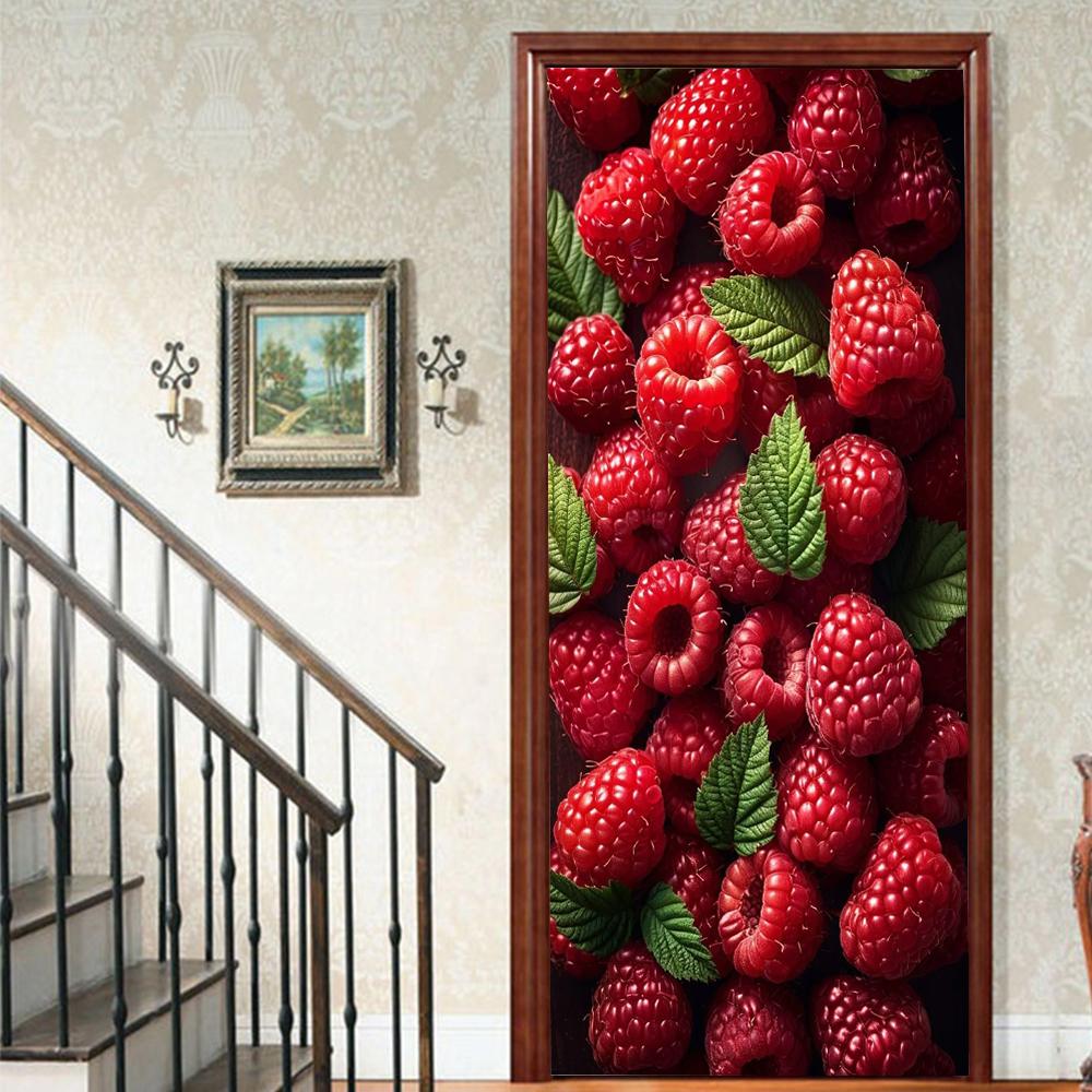 Fruit Lemon Door Stickers 3D Removable Vinilos Para Puertas Adhesive Wallpaper Art Murals for Doors Bibliotheque Modern Home Decor