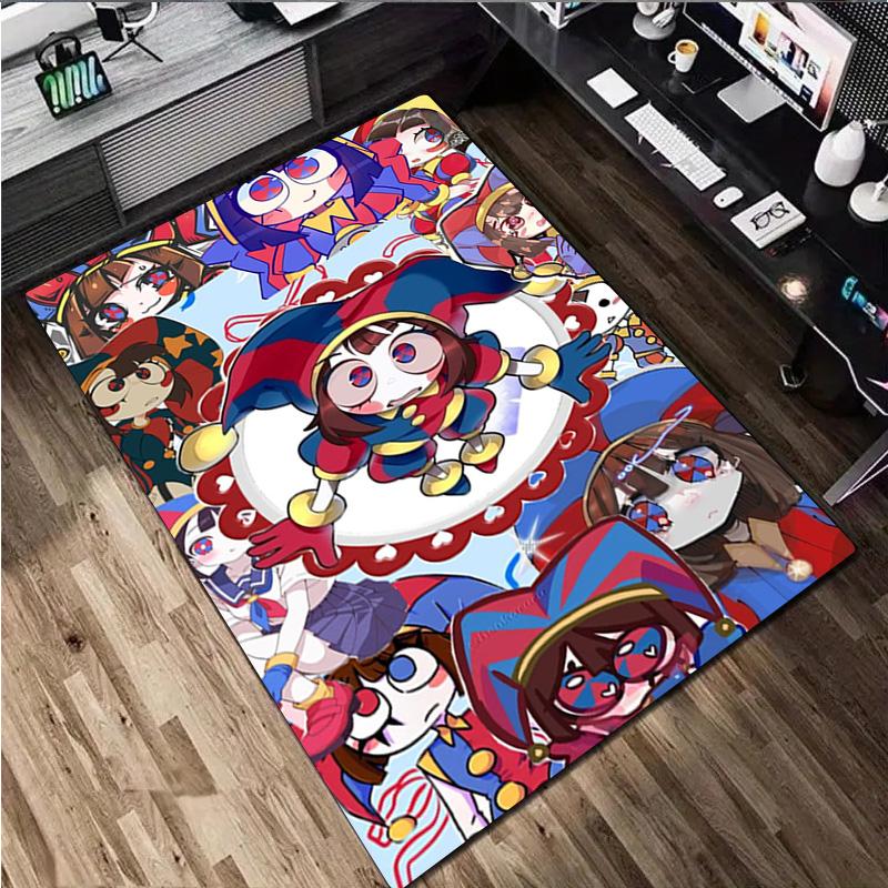 Cartoon-Figur Pomni Teppich Büro Dekorativer Teppich Für Wohnzimmer Schlafzimmer Fußmatte Bodenläufer Computerstuhl Bereichsteppich perfektes Weihnachtsgeschenk