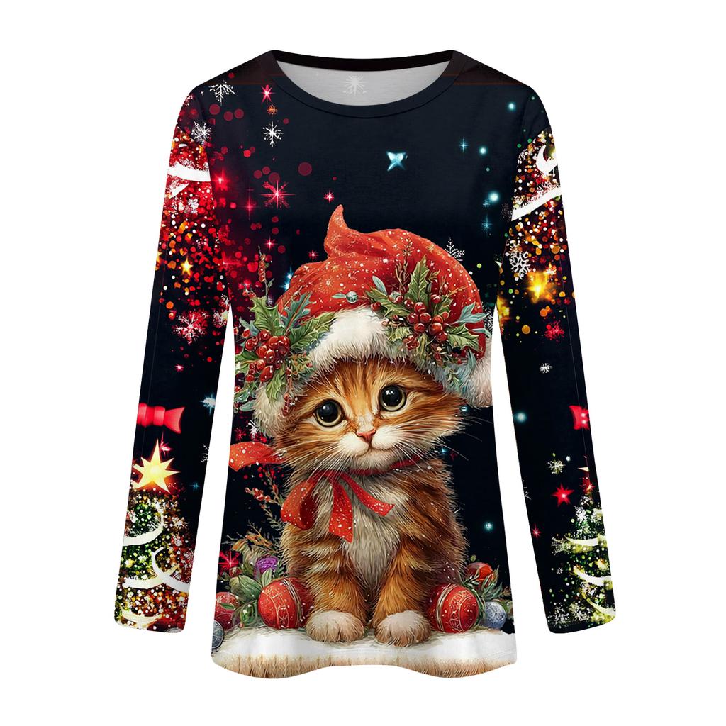 Košile s dlouhým rukávem pro ženy Roztomilý potisk Grafika Trička Halenky Běžné Velikosti Zásadní topy Pulovr