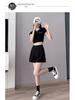 Women's Summer 2025 Black Wide-Leg A-Line High-Waist Elastic Capris Shorts