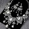 2 Teile/satz Glänzende Volle Strass Quaste Braut Statement Bib Halskette Ohrringe