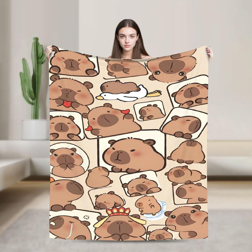 Capybara Blanket Quality Soft Warm  Bedding Throws Winter Girls Boys Couch Chair Sofa Bed Print Bedspread