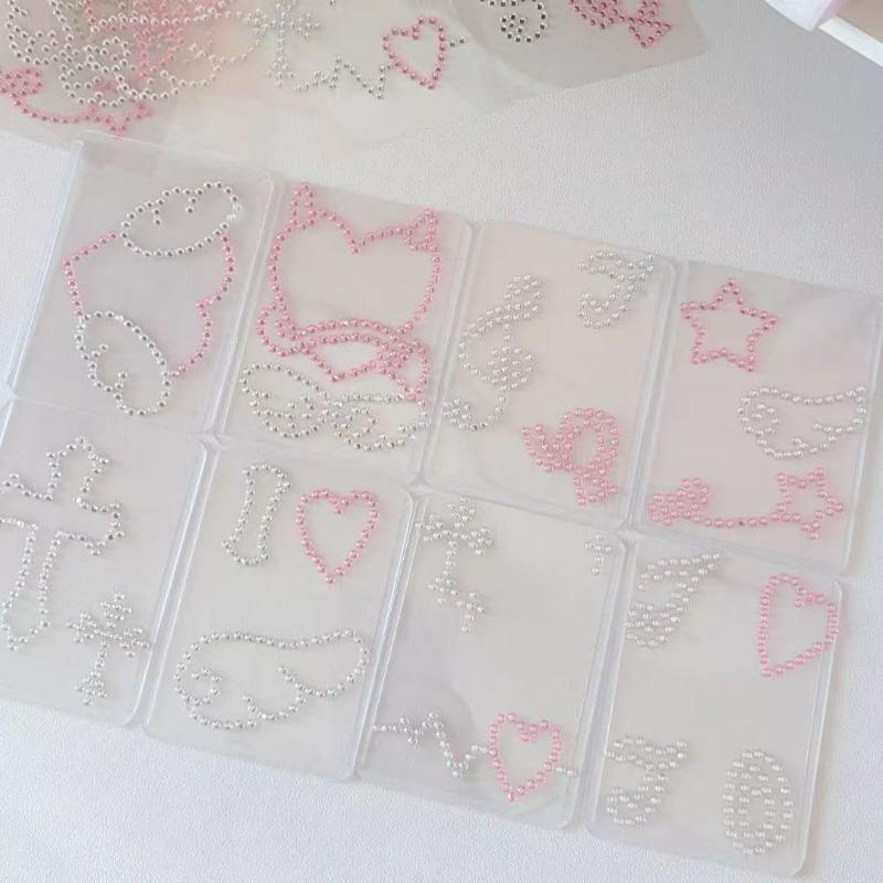 3D Rhinestone Chain Photo Card Stickers Korean Style Music Note Wing Crystal Diamond Sticker for Scrapbook Journal