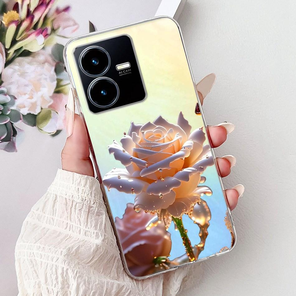 For Vivo Y22 Y22s Y22t V2206 V2207 Elegant Floral Butterfly Phone Case For Vivo Y22 Y22S Y22T 4G Soft Silicone TPU Cases