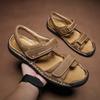 2024 New Summer Sandals Leather Outdoor Men Beach Shoes Luxury Breathable Casual Sandals Man Wading Shoes Non-slip Comfort Shoes