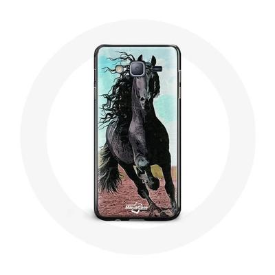 Coque - Samsung - Galaxy J3 2016 - Souple - Noir - Cheval Frison