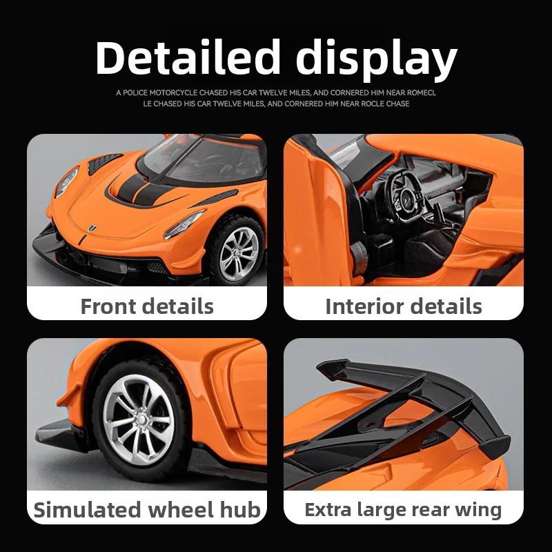 1:36 Jesko Supercar High Simulation Diecast Metal Alloy Model Car Sound Light Pull Back Collection Kids Toy Gifts