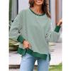 Dames Gestreept Crewneck Sweatshirt Los Oversized Lange Mouw Pullover Casual Dagelijks Blouse Top