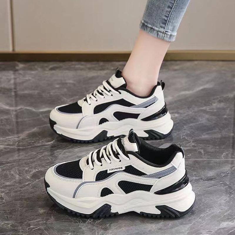 Dad Shoes Women's Spring New Thick Bottom All-Match Travel Casual Breathable Mesh Surface Increased Running Sneaker Women