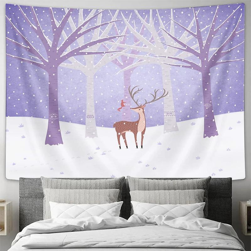 Deer Forest Tapestry Woodland Wall Hanging Nature Landscape Home Decor Bohemian Room Aesthetic Gift Vintage Cottagecore Tapestry