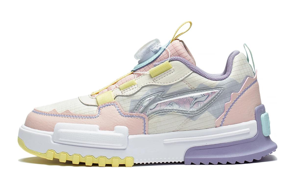 Li Ning YOUNG Sports Life Collection Comfortable Low top Sports Casual Shoes Gray Pink Purple Kids YKCT006-2 33