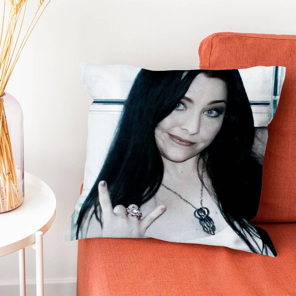 EEvanescence Amy Lee Pillow Case Silky Short Plush With Invisible Zipper Dustproof Sofa Cushion Cover For Home Decor