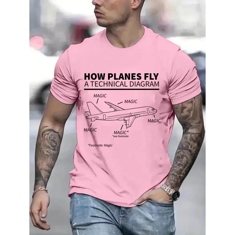 T Shirt Men Women How Planes Fly  Funny T-Shirt Short Sleeves Hip Hop T Shirt Funny Pilot and Airplane Flying Oversized Tee