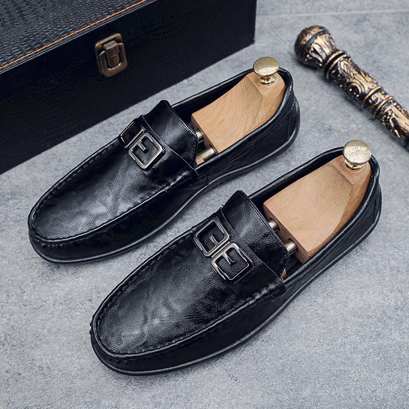 

Spring men s shoes 2024 new British style soft-soled men s casual leather shoes one pedal driving Doudou tide shoes 39