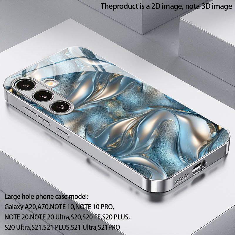 Silver Ripple Light Pattern 2D Phone Case for Samsung S26 S25 S24 S23 S22 S21 S20 A56 A36 A16 - Electroplated Glass Protective