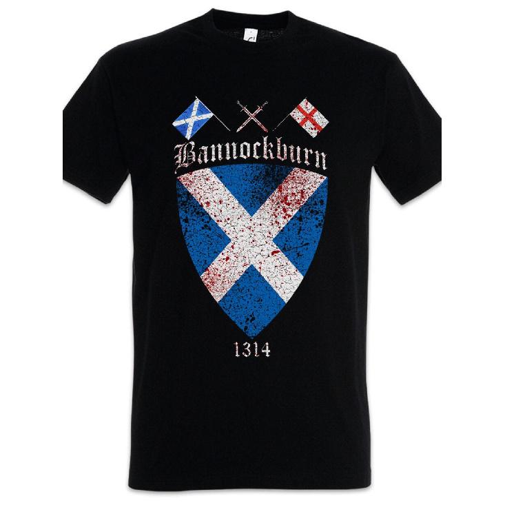 Bannockburn Men S T-Shirt | Battle of 1314 William Wallace, Scotland England, Scottish Flag Banner, Breathable Graphic, Slightly Homme Stylish, S чёрный