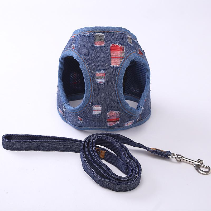 

Denim-Style Blue Fashion Dog Harness Vest Large
