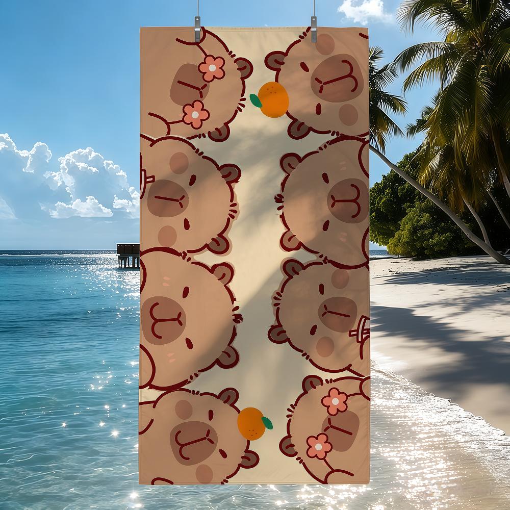 Süßes Capybara-Tier Großes Handtuch Schnelltrocknend Strandhandtücher Sind Geeignet Für Schwimmbäder Camping Yoga Und Das Fitnessstudio