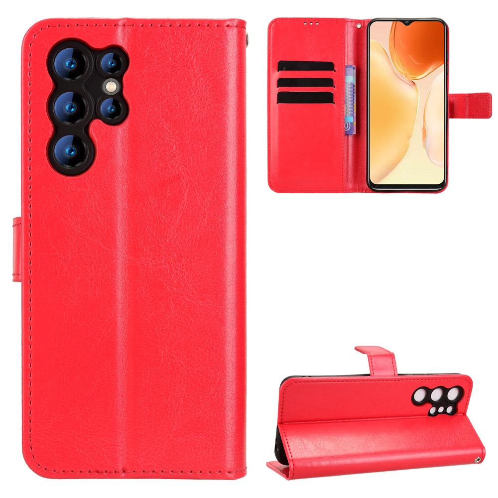 For Oukitel C61 Pro/Oukitel C61 PU Leather Case with Strap Crazy Horse Texture Phone Wallet Cover