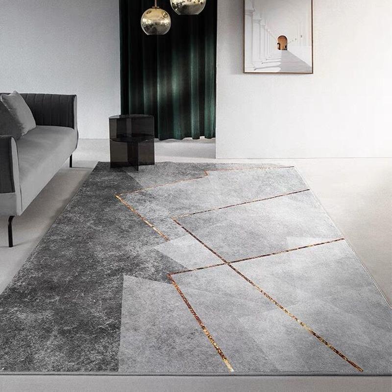Modern Striped Living Room Carpet Light Grey Luxurious Decorative Carpet Comfortable Soft Bedroom Bedside Rugs Artistic Line Rug