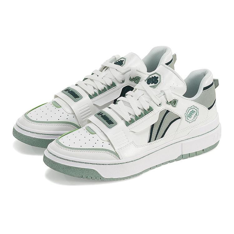 New LiNing Rookie Wear resistant And Lightweight Low Top Skateboard Shoes Women's Beige White Green ABCS022-3