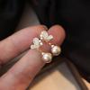 Design Sense of Small Compact Short Section Champagne Pink Pearl Earrings Zircon Butterfly Fashionable and Versatile Temperament Earrings
