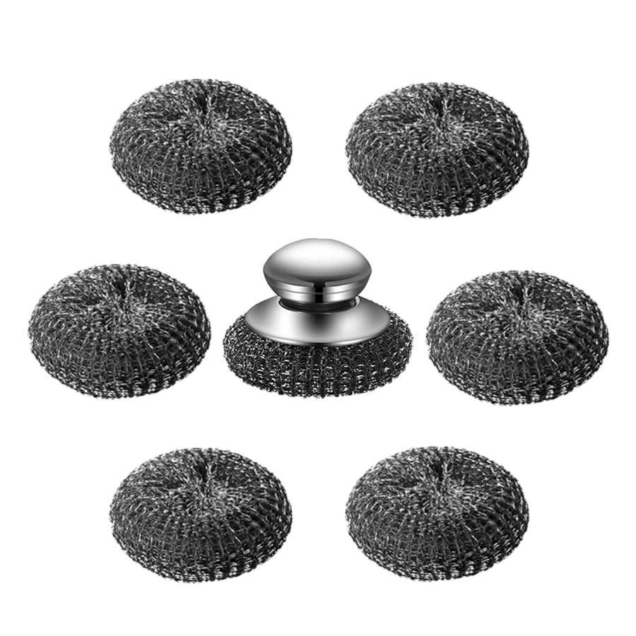 Stainless Steel Scourer, Canadian Eagle, Stainless Steel, Strong, Dishwashing, Burn, Stainless Steel with Handle, Main unit + 6 replacements
