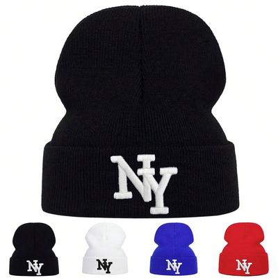 Letter Embroidery Cotton Beanies Hat Winter Warm Men's and Women's Knitted Hats Leisure Sports Skiing Cap Wild Caps