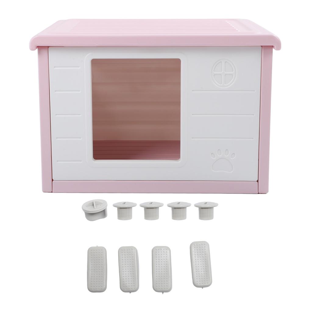 Căsuță Multifuncțională pentru Animale de Companie Rezistență la Intemperii Acoperiș Plat Impermeabil Respirabil Căsuță pentru Pisici pentru 4 Sezoane