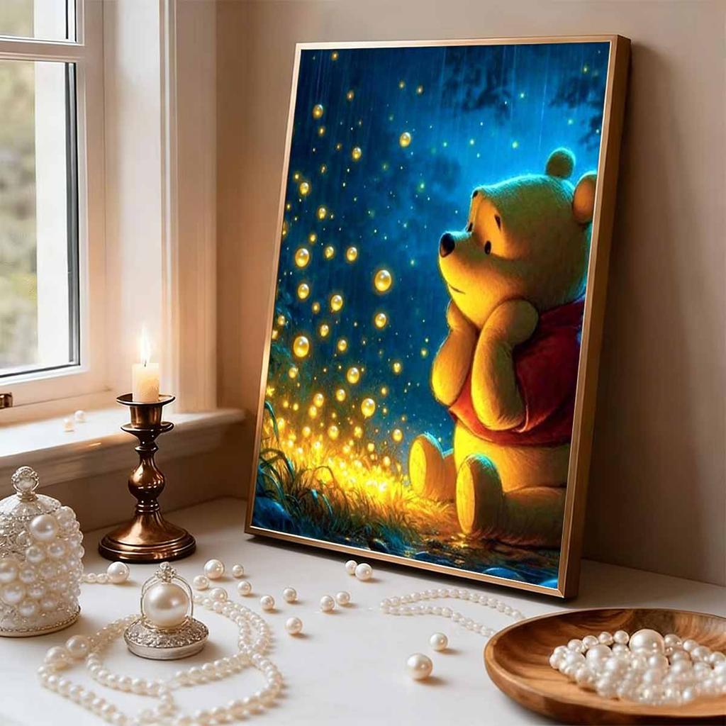 Disney Winnie The Pooh Mosaic Painting Handmade Pearl Embroidery Artwork for Christmas Gift for The Recipient Home Decor Design