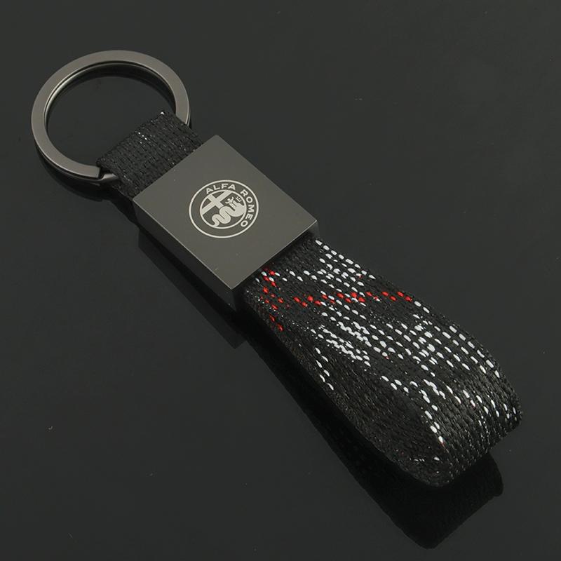 2026 Heißes Alfa Romeo 1 Stück Luxuriöses Leder Auto Abzeichen Schlüsselanhänger für Alfa Romeo Logo 159 Giulietta Giulia GT 156 Mito Stelvio Schlüssel Cha