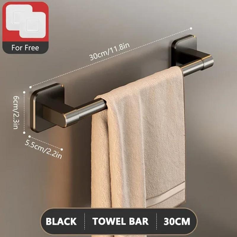 

Bathroom Punch-free Gun Gray Single Pole Towel Bar Space Aluminum Bathroom Towel Rack Bathroom Toilet Towel Rack Hanging Rod