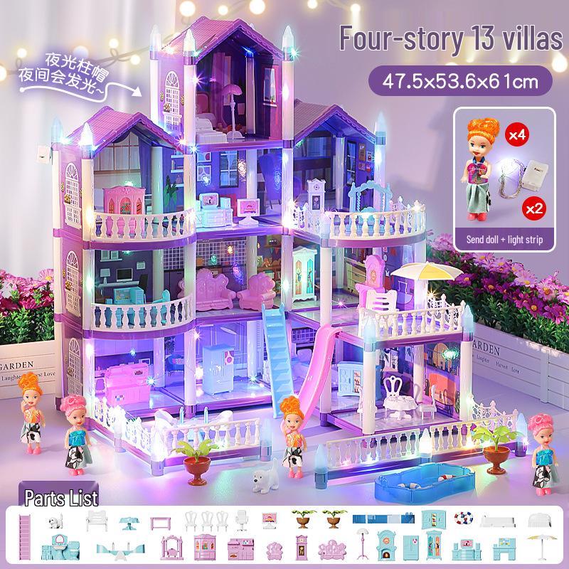 

Вілла Принцеси Замок Ляльковий будиночок DIY: Модель зібраного ігрового будиночка для дівчинки