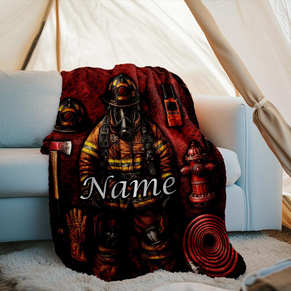 Outdoor Customize Blanket Firefighter Theme Comfortable Soft Lightweight Allseason Multipurpose Blanket For Travel Camping Picnics Sofa Office Bed