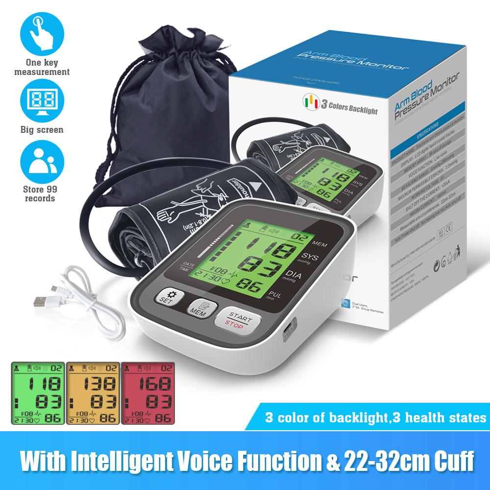 JZ-256A Upper Arm Blood Pressure Monitor with Large Cuff2-Users Mode3-Color Backlight